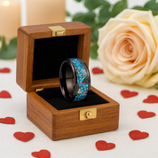 Dome Opal Galaxy Unisex Tungsten Wedding Band-Black Diamonds New York