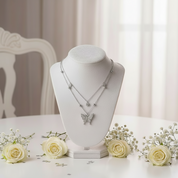 Double-layer Tassel Butterfly Pendant Necklace with Diamond-Black Diamonds New York