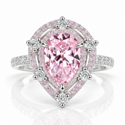 Double Halo 2.0Ct 2-Tone Romantic Pink Pear Cut Engagement Ring-Black Diamonds New York