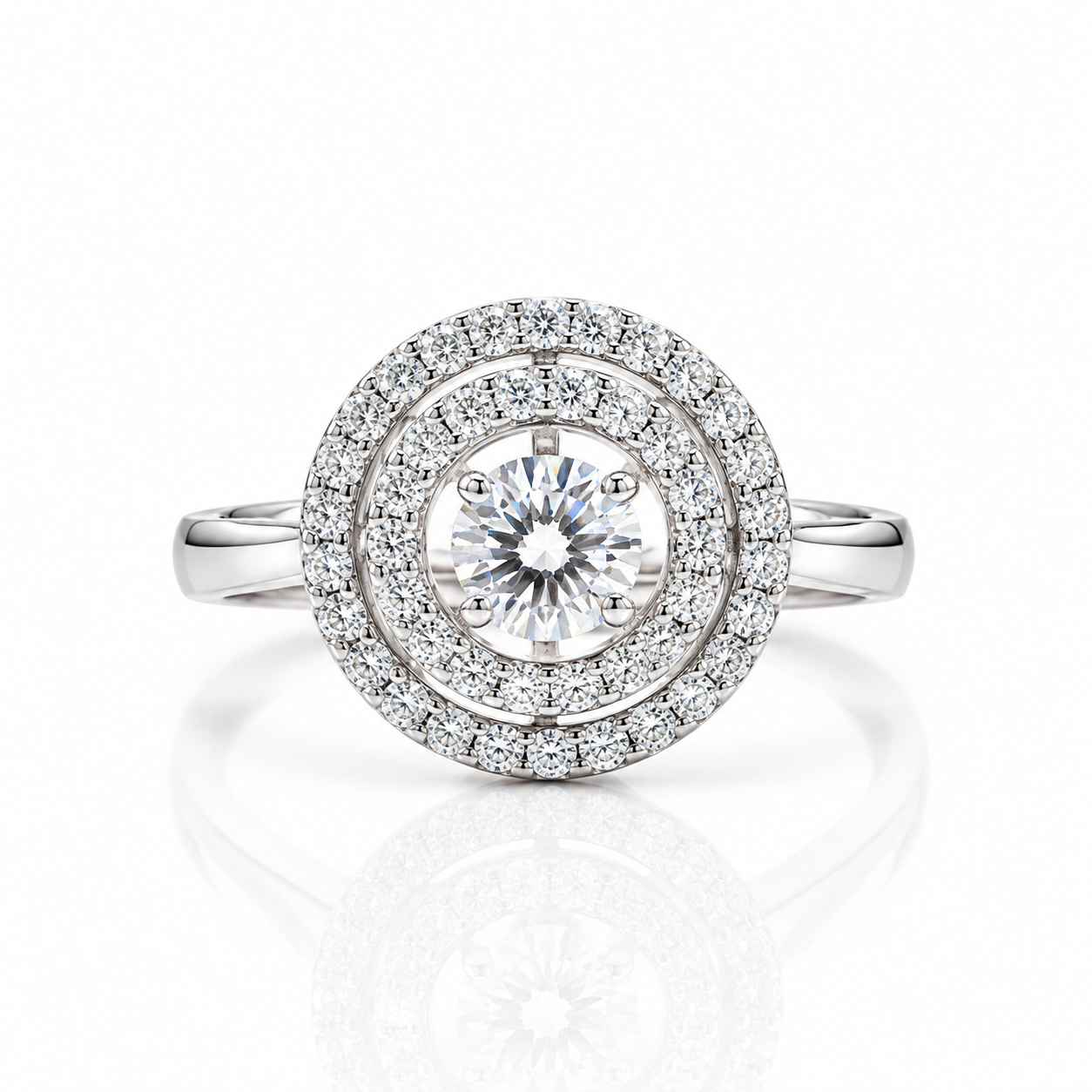 Round Diamond Option Dancing Stone Double Halo Ring-Black Diamonds New York