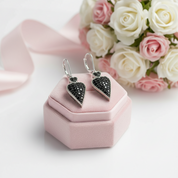 Double Heart 2.50 Ct Black Spinel Drop Earrings-Black Diamonds New York