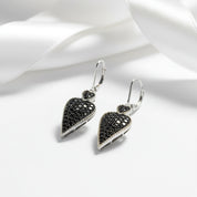 Double Heart 2.50 Ct Black Spinel Drop Earrings-Black Diamonds New York