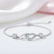 Double Heart Bracelet In Sterling Silver-Black Diamonds New York