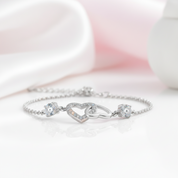 Double Heart Bracelet In Sterling Silver-Black Diamonds New York