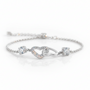 Double Heart Bracelet In Sterling Silver-Black Diamonds New York