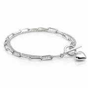 Double Layer Chain Heart Love Bracelet-Black Diamonds New York