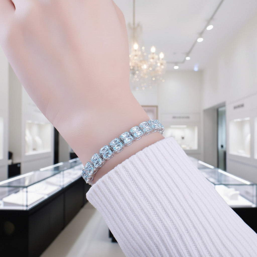 Double Layer Oval Cut Bracelet In Sterling Silver-Black Diamonds New York
