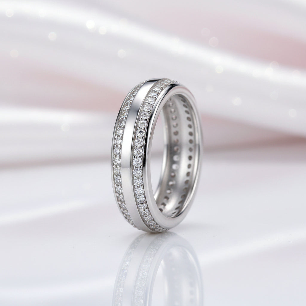 Double Row Pave Diamond Option Wedding Band-Black Diamonds New York