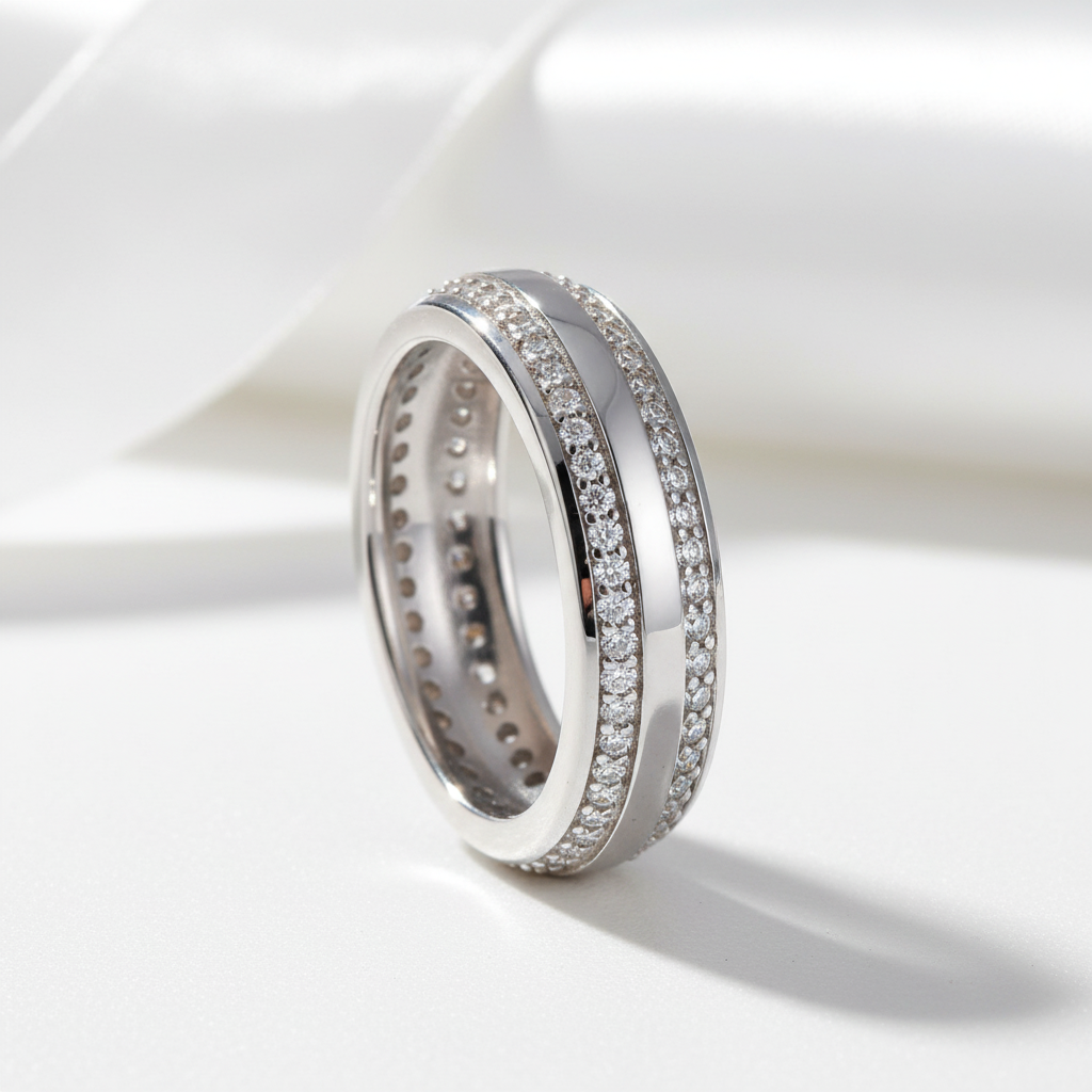 Double Row Pave Diamond Option Wedding Band-Black Diamonds New York