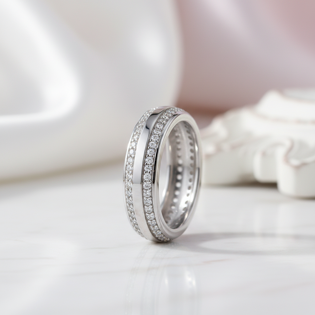 Double Row Pave Diamond Option Wedding Band-Black Diamonds New York