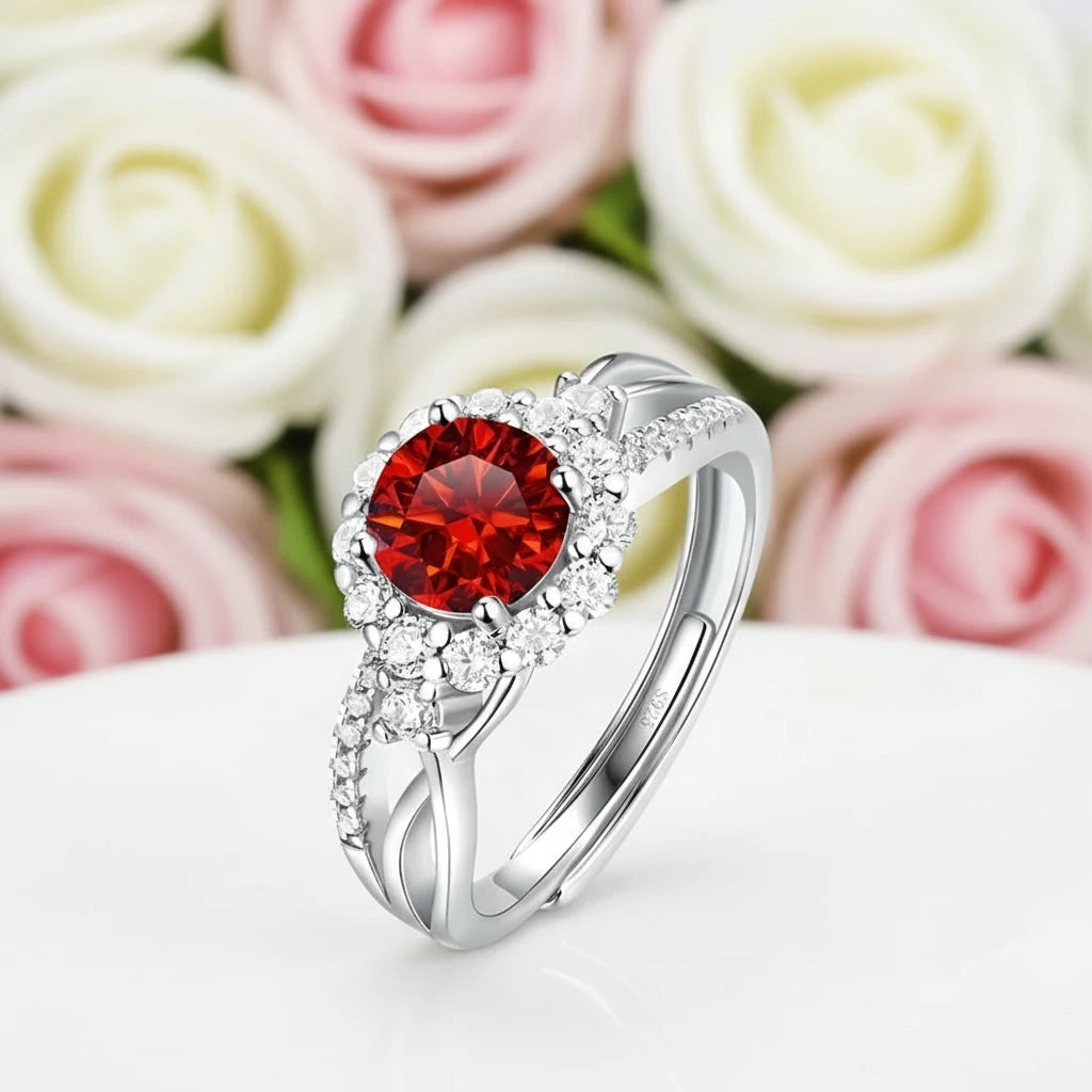 Double Shank 1.0 Ct Round Cut Diamond Halo Engagement Ring-Black Diamonds New York