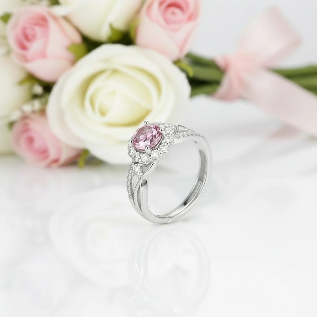 Double Shank 1.0 Ct Round Cut Diamond Halo Engagement Ring-Black Diamonds New York