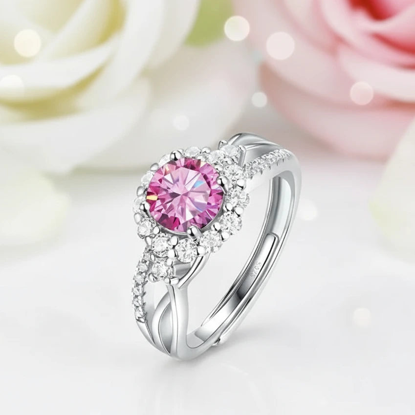 Double Shank 1.0 Ct Round Cut Diamond Halo Engagement Ring-Black Diamonds New York