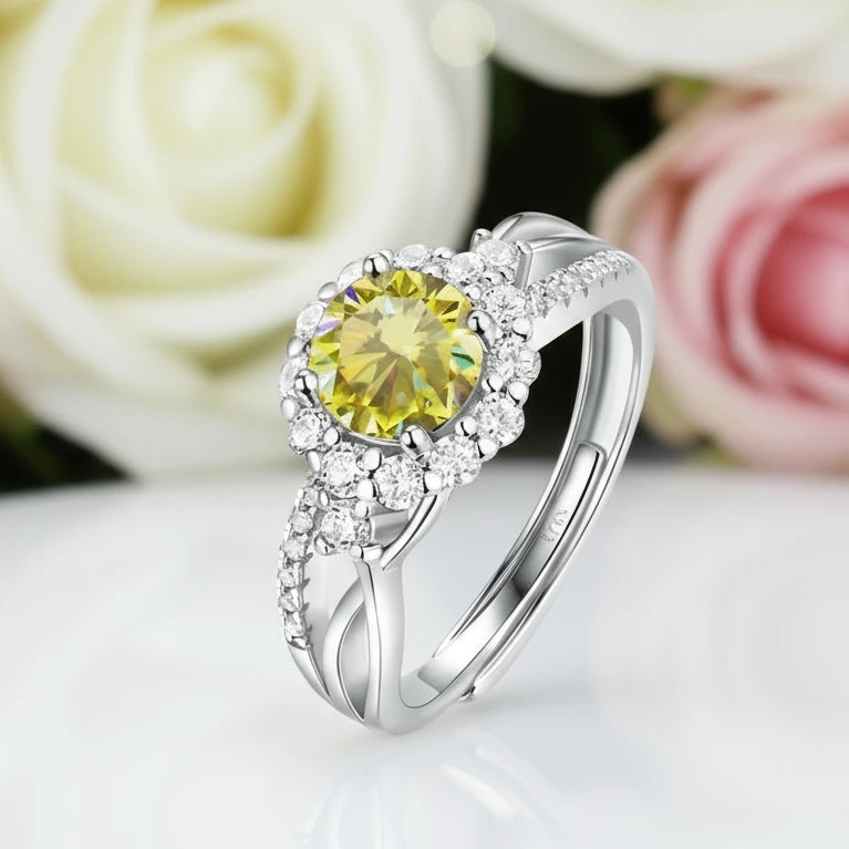 Double Shank 1.0 Ct Round Cut Diamond Halo Engagement Ring-Black Diamonds New York