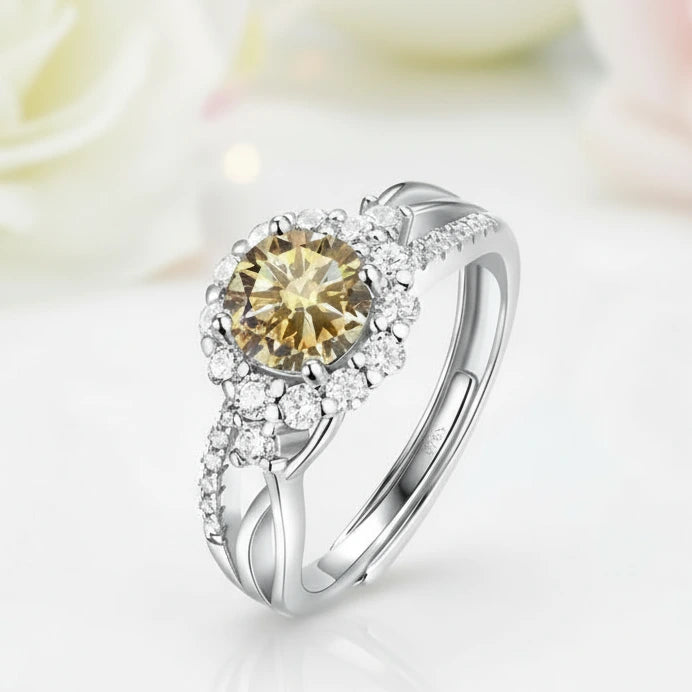 Double Shank 1.0 Ct Round Cut Diamond Halo Engagement Ring-Black Diamonds New York