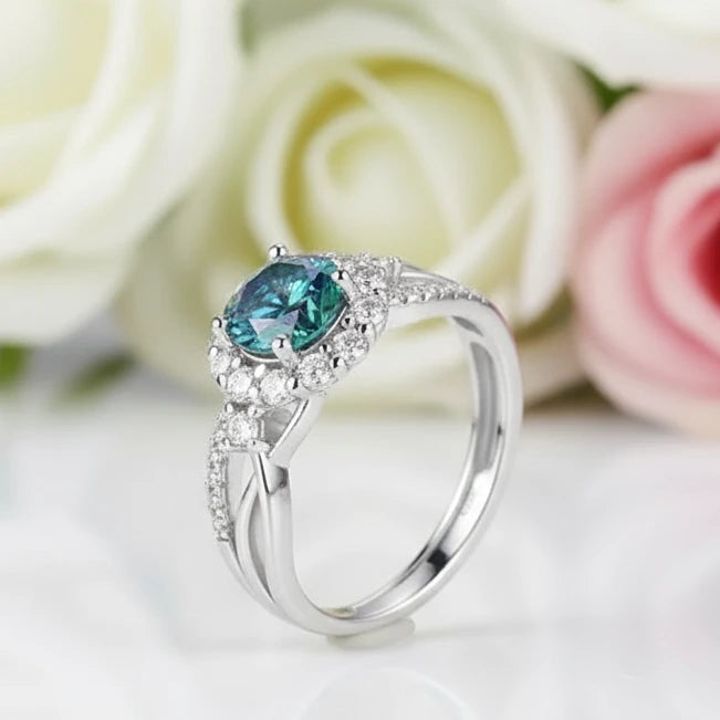 Double Shank 1.0 Ct Round Cut Diamond Halo Engagement Ring-Black Diamonds New York