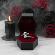 Double Skull Retro Punk Ring-Black Diamonds New York