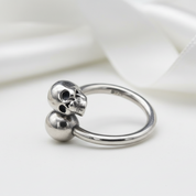 Double Skull Retro Punk Ring-Black Diamonds New York