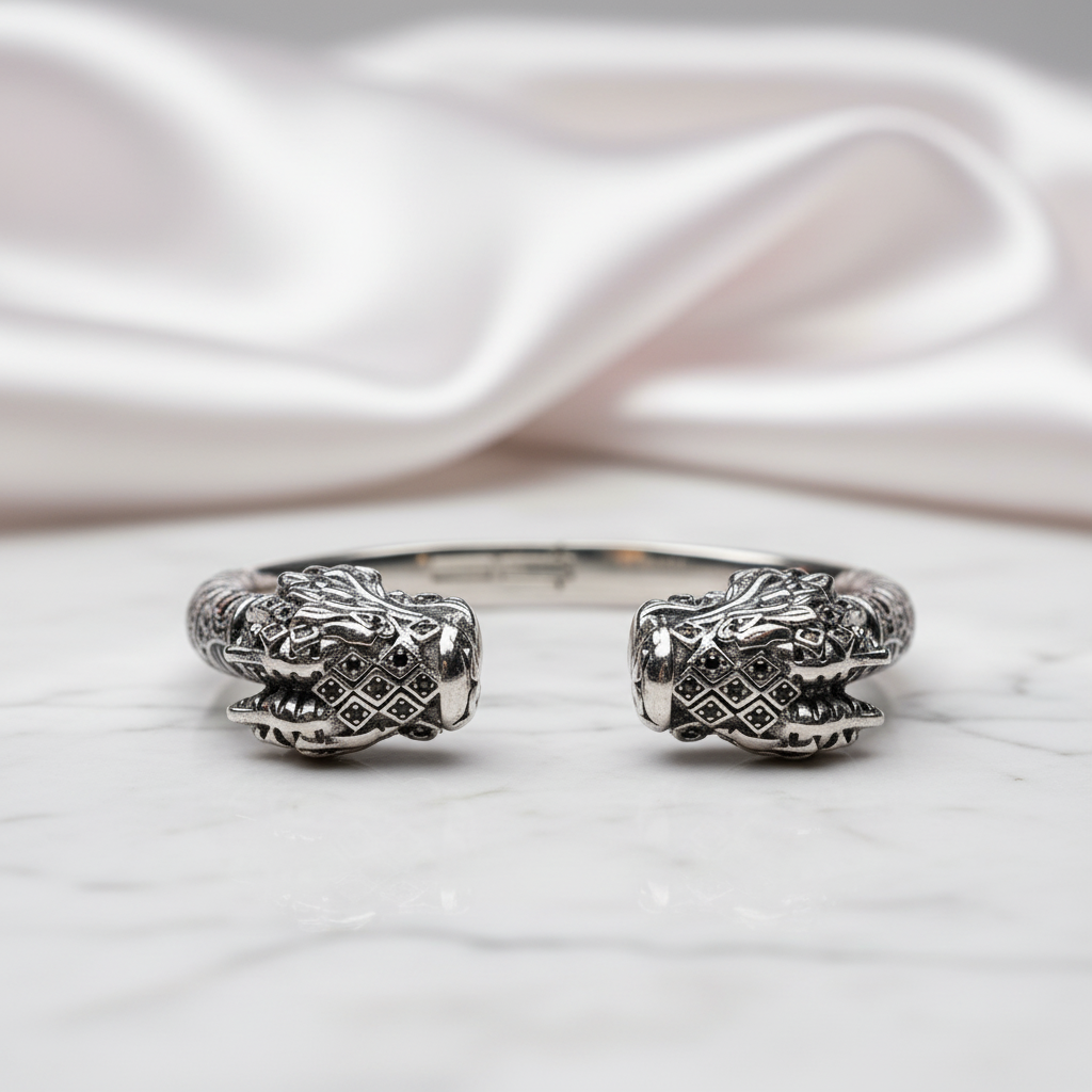 Dragon Head Punk Vintage Cuff Bracelet-Black Diamonds New York