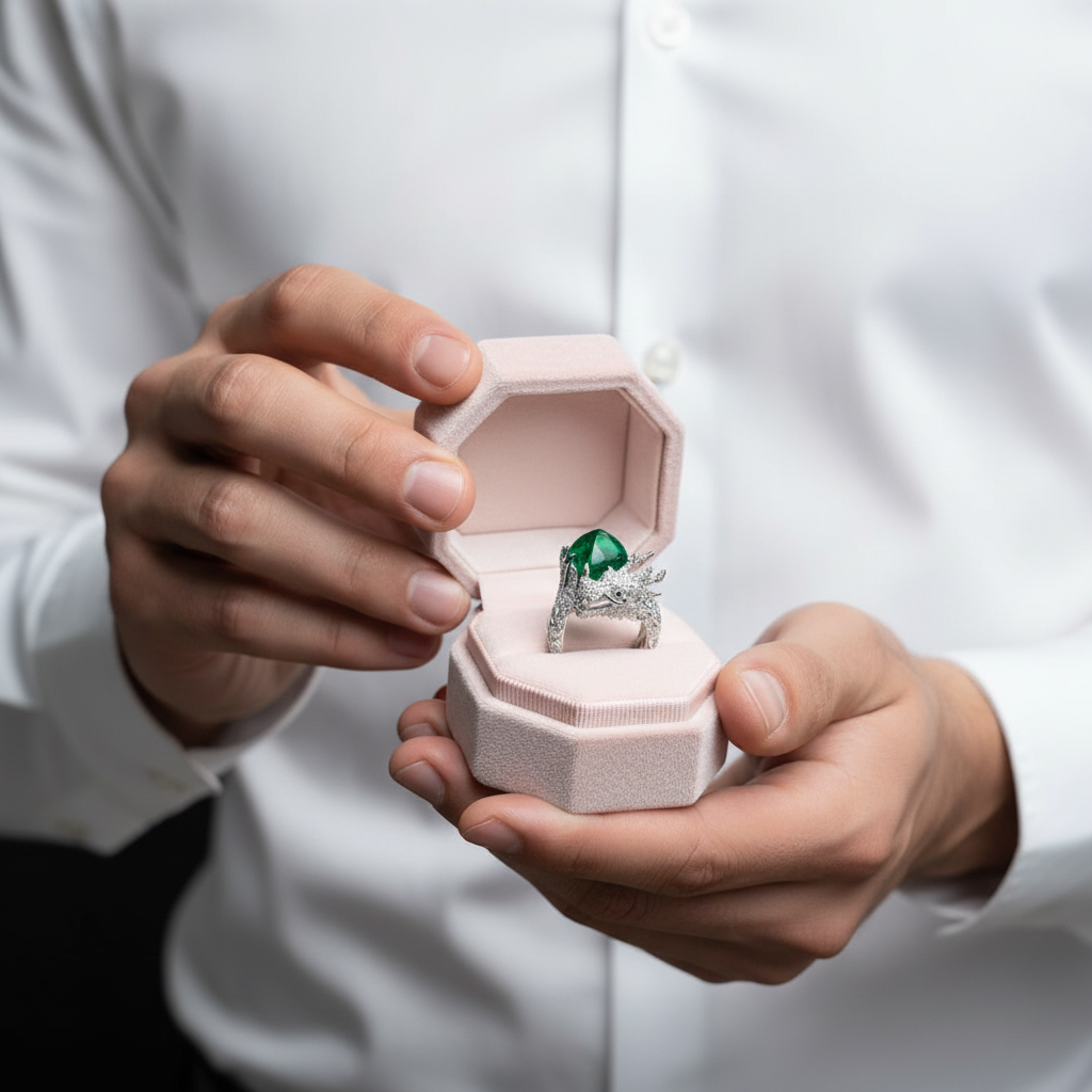 Dragon with Diamond Option Cocktail Ring-Black Diamonds New York
