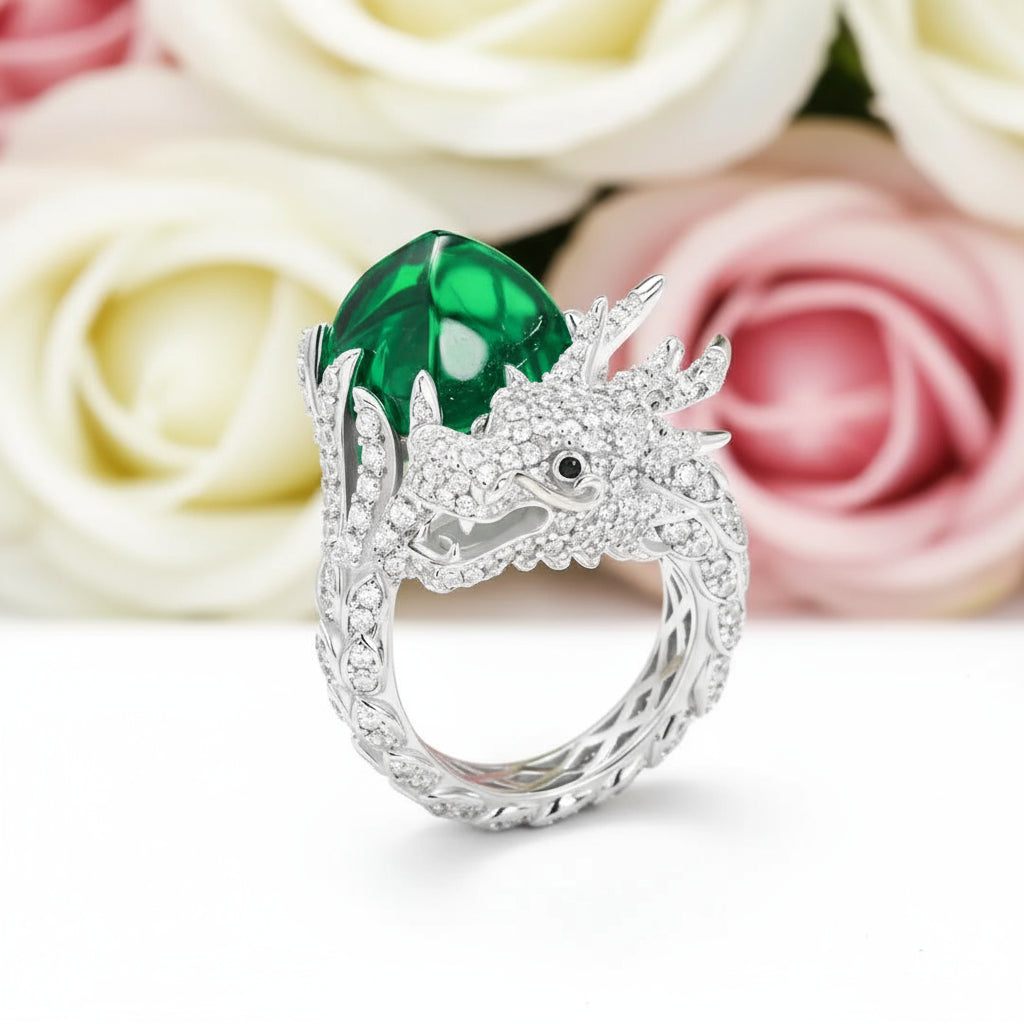 Dragon with Diamond Cocktail Ring-Black Diamonds New York