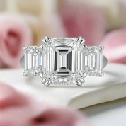 Emerald Cut Diamond 3 Stone Engagement Ring-Black Diamonds New York