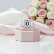 Emerald Cut Diamond Option 3 Stone Engagement Ring-Black Diamonds New York