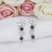 Natural Shell Flower Drop Earrings-Black Diamonds New York