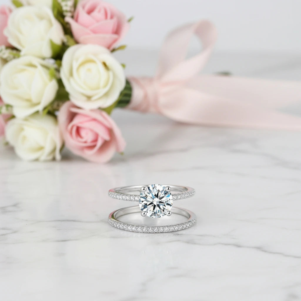 Elegant 1.25 Ct Round Cut Diamond Option Engagement Ring-Black Diamonds New York