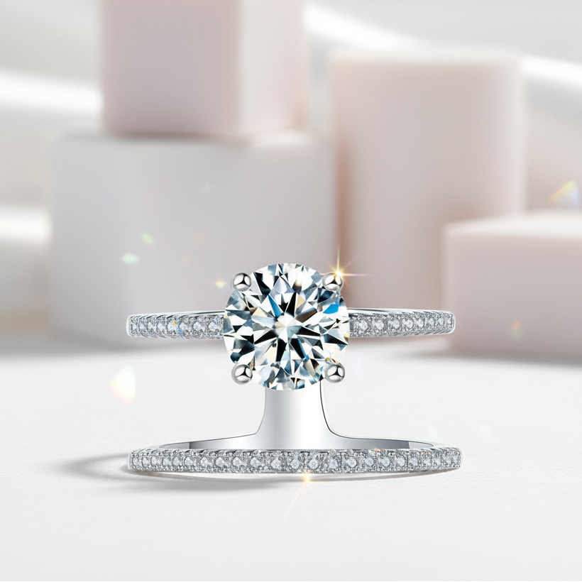 Elegant 1.25 Ct Round Cut Diamond Engagement Ring-Black Diamonds New York