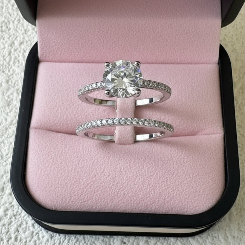 Elegant 1.25 Ct Round Cut Diamond Option Engagement Ring-Black Diamonds New York