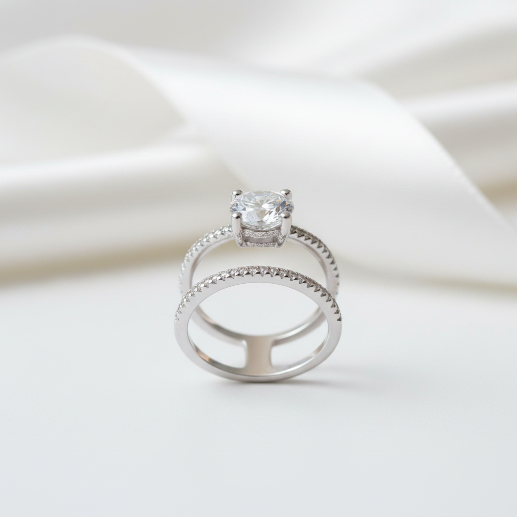 Elegant 1.25 Ct Round Cut Diamond Option Engagement Ring-Black Diamonds New York