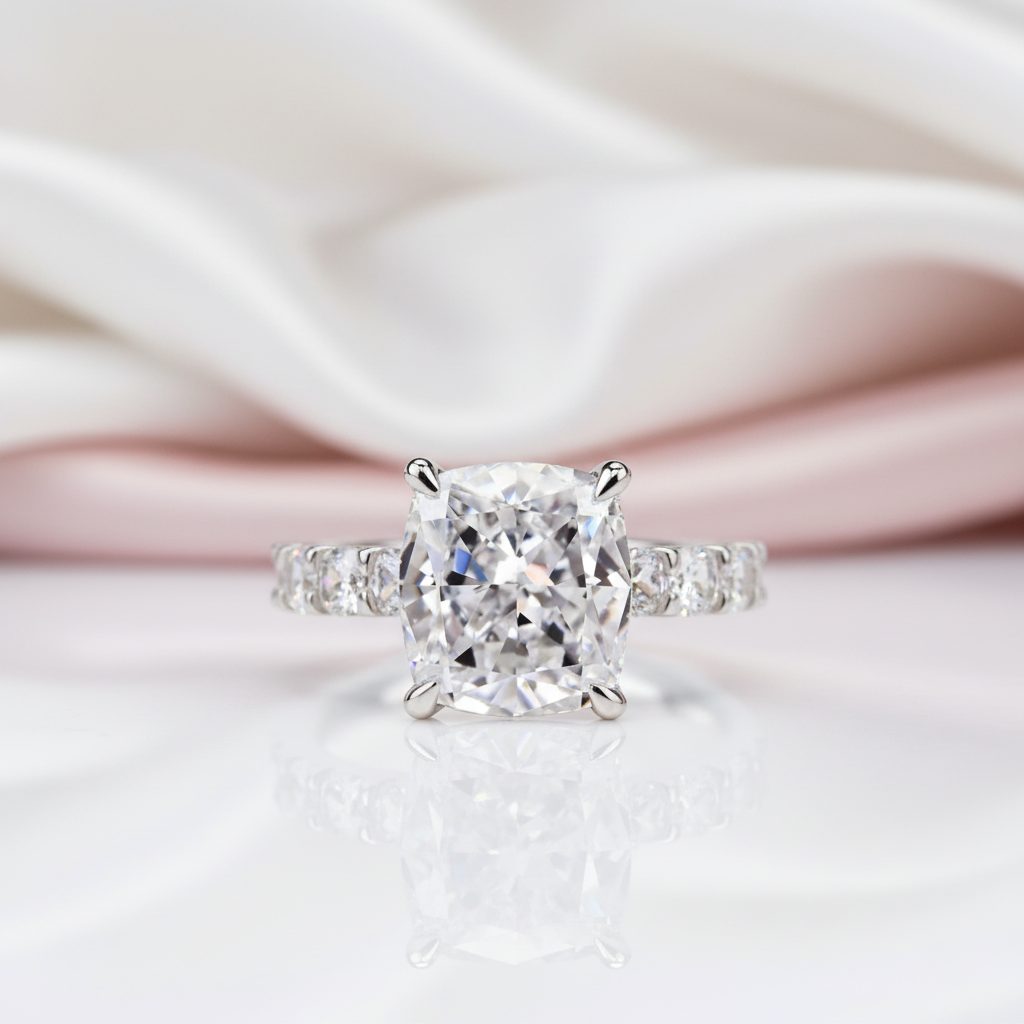 Elegant 3.5ct Cushion Cut Diamond Option Engagement Ring-Black Diamonds New York