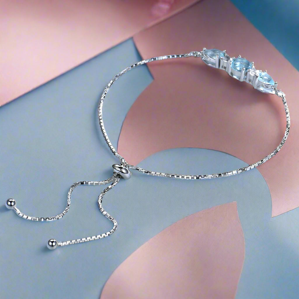 Elegant Azure Round & Pear Cut Bracelet-Black Diamonds New York