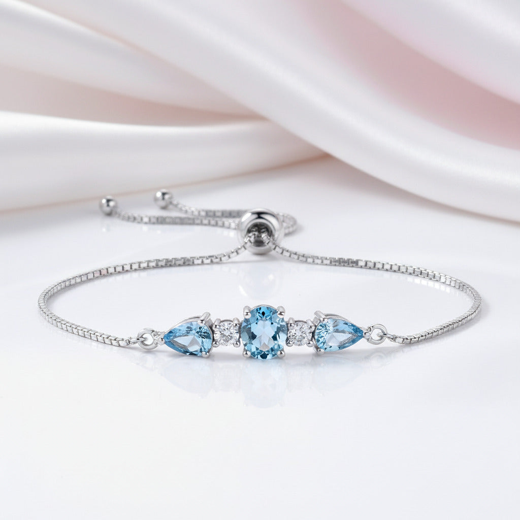 Elegant Azure Round & Pear Cut Bracelet-Black Diamonds New York
