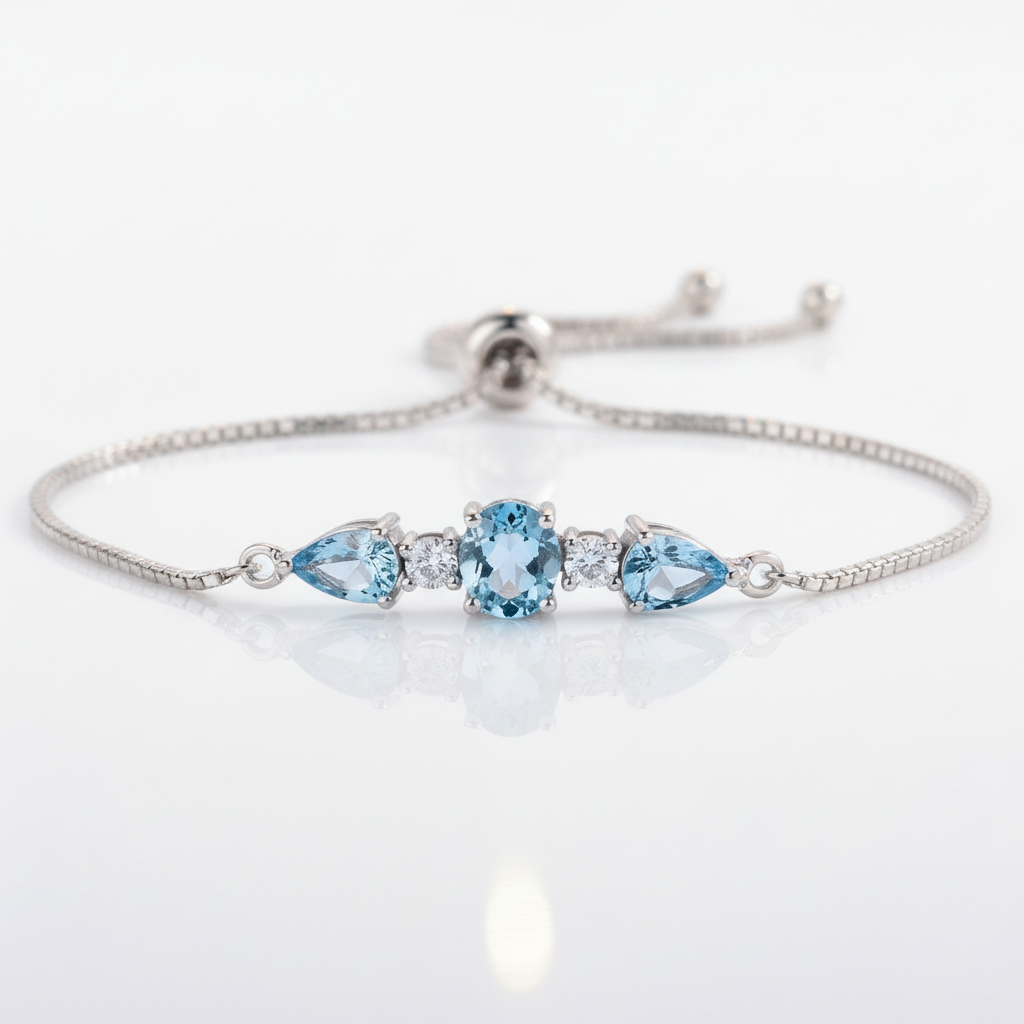 Elegant Azure Round & Pear Cut Bracelet-Black Diamonds New York