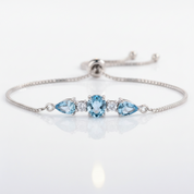 Elegant Azure Round & Pear Cut Bracelet-Black Diamonds New York