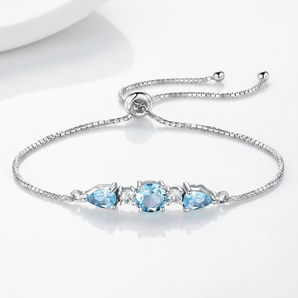 Elegant Azure Round & Pear Cut Bracelet-Black Diamonds New York
