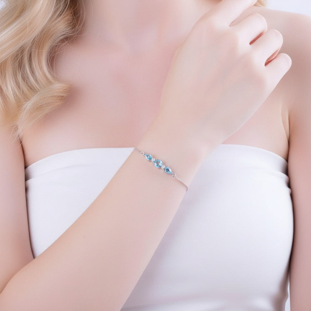 Elegant Azure Round & Pear Cut Bracelet-Black Diamonds New York