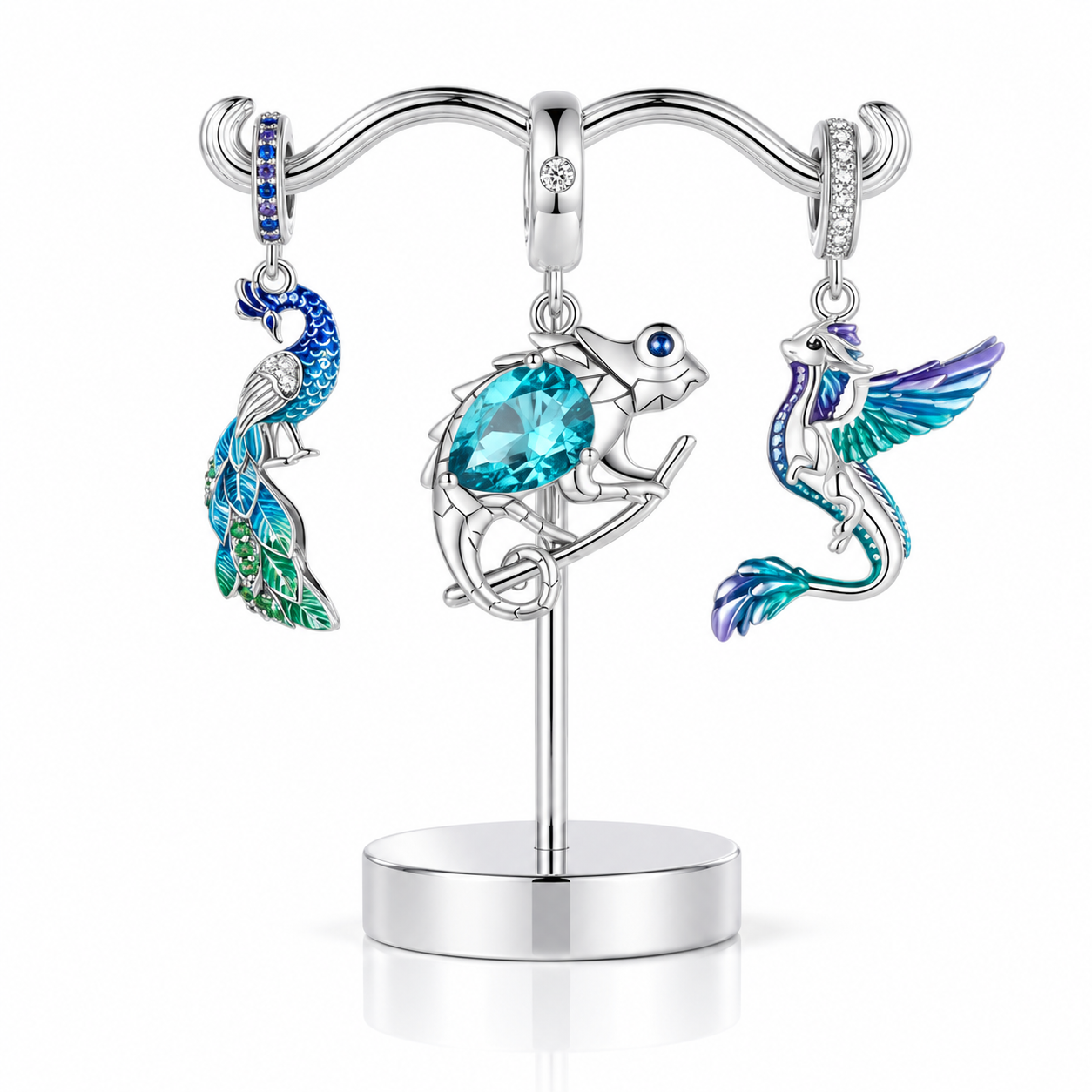 Elegant Chameleon Charm with Green Stone-Black Diamonds New York