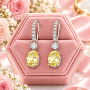 Yellow Sapphire 4.0ct Oval Cut Diamond Option Drop Earrings-Black Diamonds New York