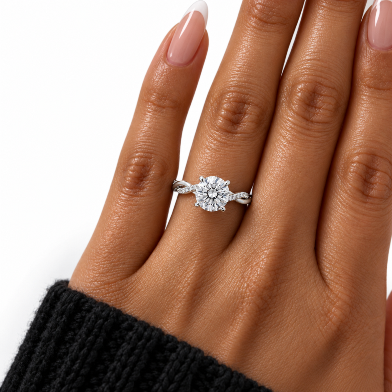 Twist 1.25ct Round Cut Diamond Option Promise Ring-Black Diamonds New York
