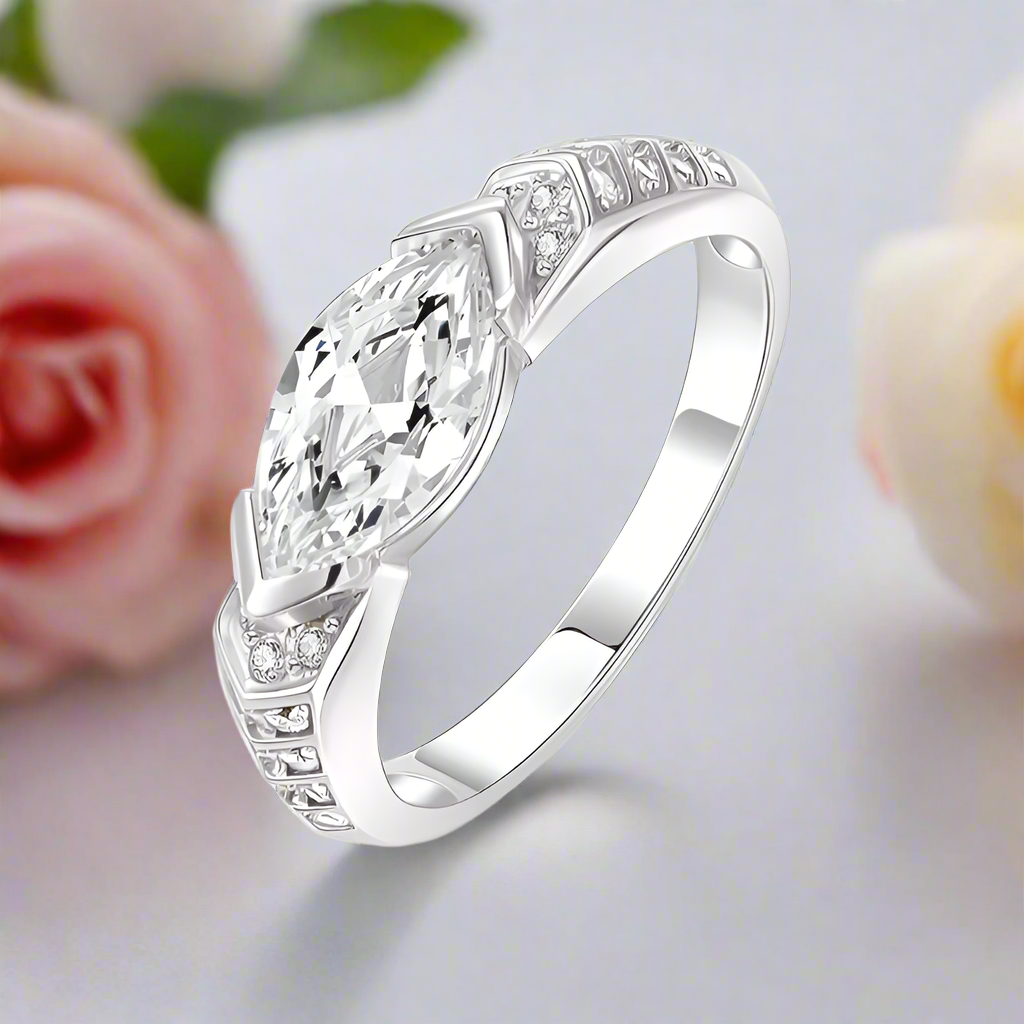 Elegant Marquise-cut Diamond Engagement Ring-Black Diamonds New York