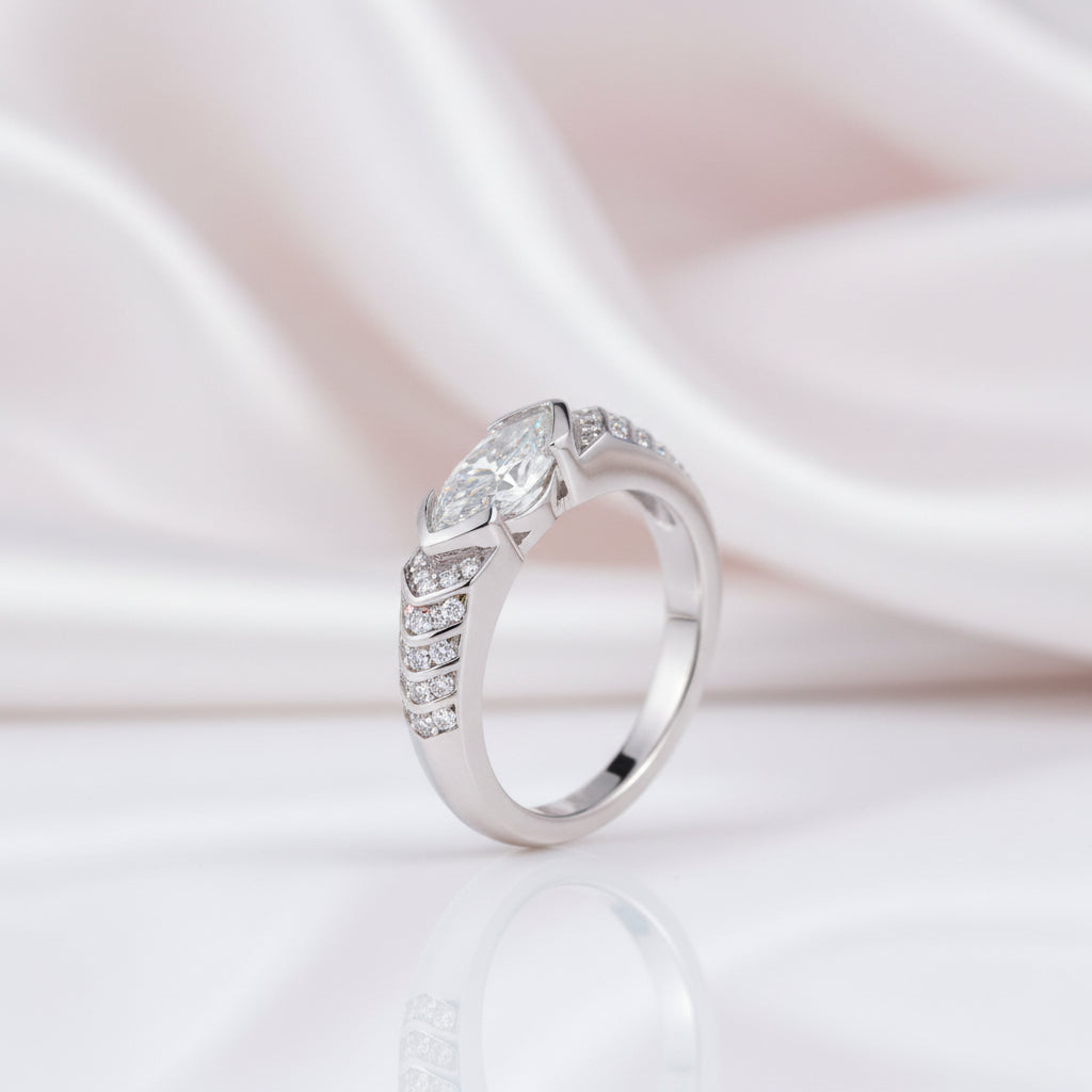 Elegant Marquise-cut Diamond Option Engagement Ring-Black Diamonds New York