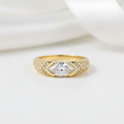 Elegant Marquise-cut Diamond Option Engagement Ring-Black Diamonds New York
