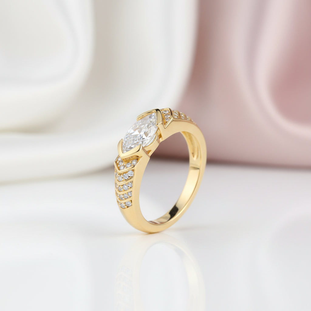 Elegant Marquise-cut Diamond Option Engagement Ring-Black Diamonds New York