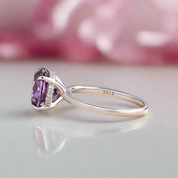 Elegant Round Cut Amethyst Purple Engagement Ring-Black Diamonds New York