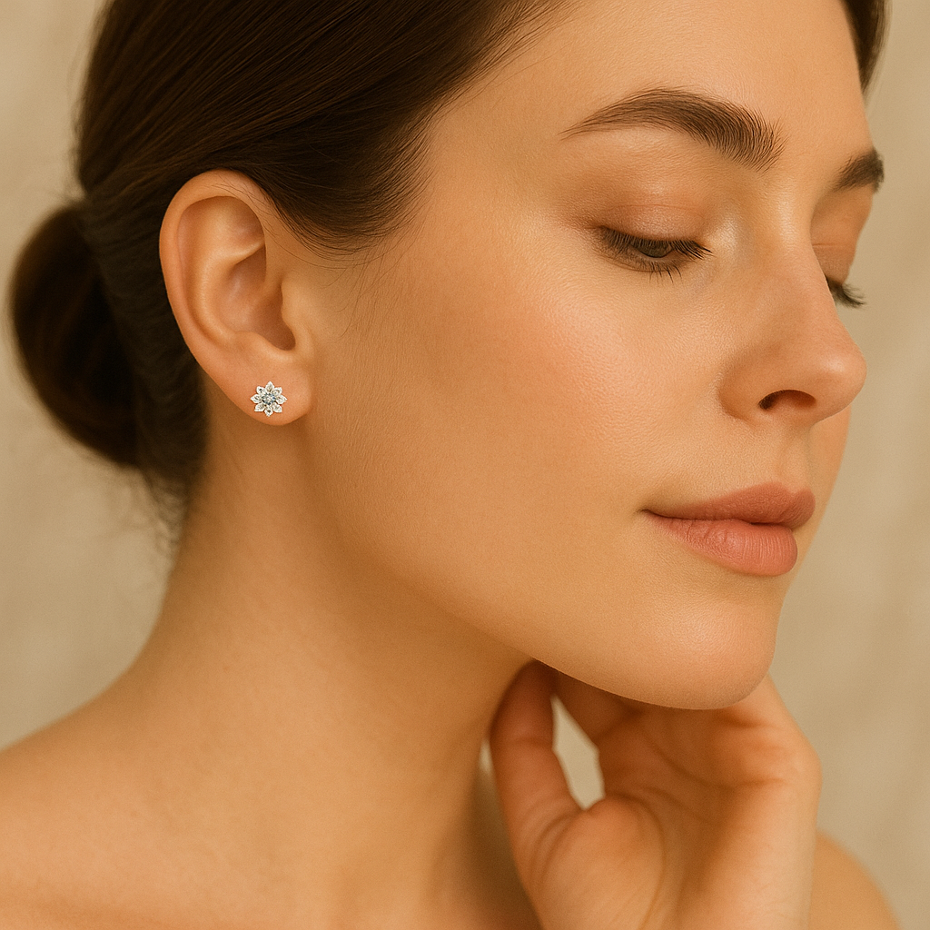 0.5 Ct Blue-Green Diamond Sunflower Stud Earrings-Black Diamonds New York