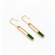 Elliptical Minimalist Dangle Earrings-Black Diamonds New York