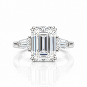 Gorgeous Emerald Cut Three Stone Engagement Ring-Black Diamonds New York